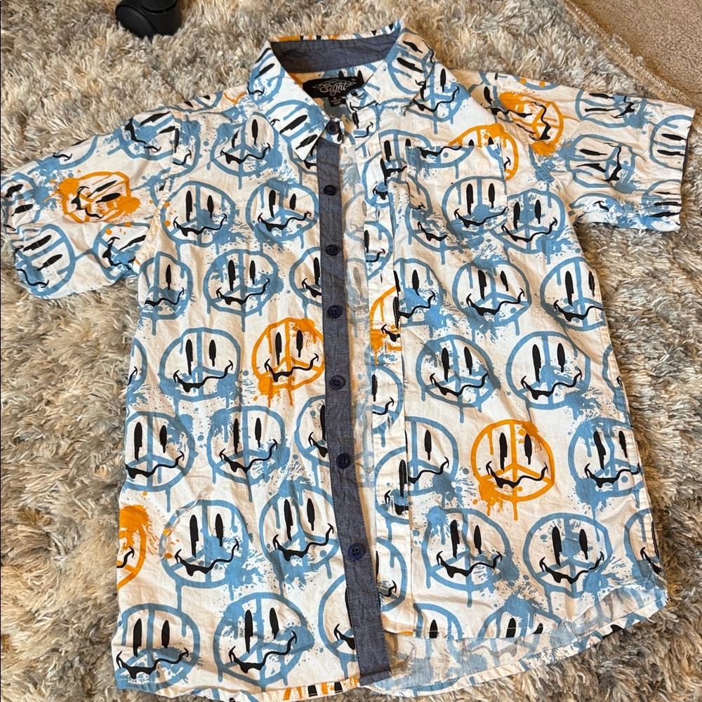 Eighty Eight Kids Button Down Shirt - Blue, Orange, White